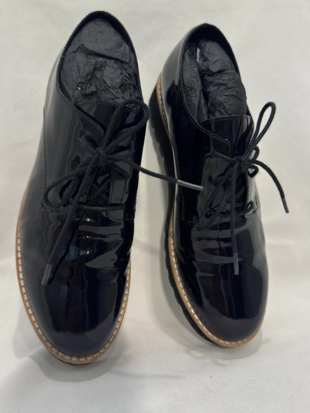 Eileen Fisher Eddy Black Patent Leather Platform Oxfords